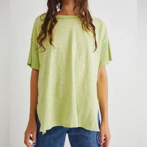 Free People We the Free Peace It Up Short Sleeve Oversized Tee Size Small - Picture 2 of 16